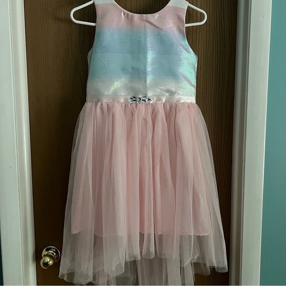 Lilt Girls fancy party dress, pink tulle skirt blue pink sparkly top Size 14-16